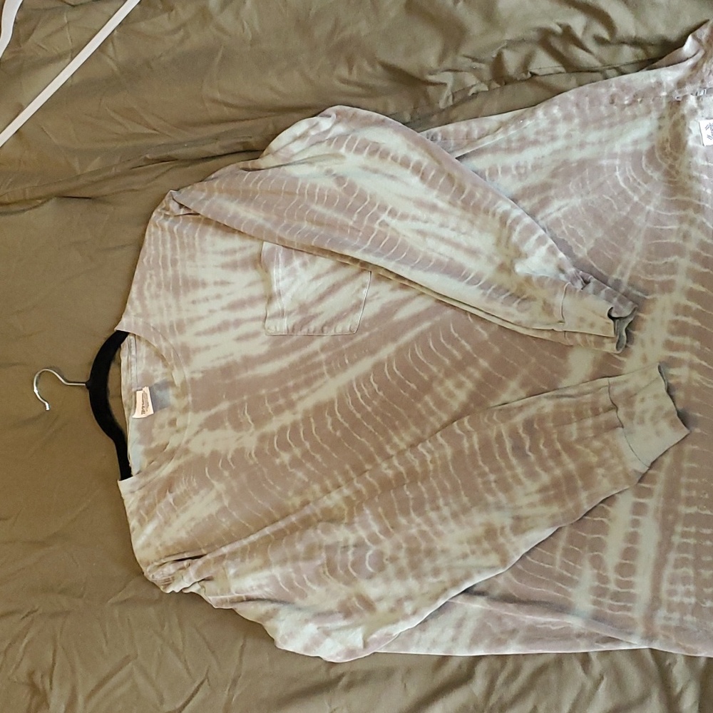 PINK green tye dye long sleeve shirt